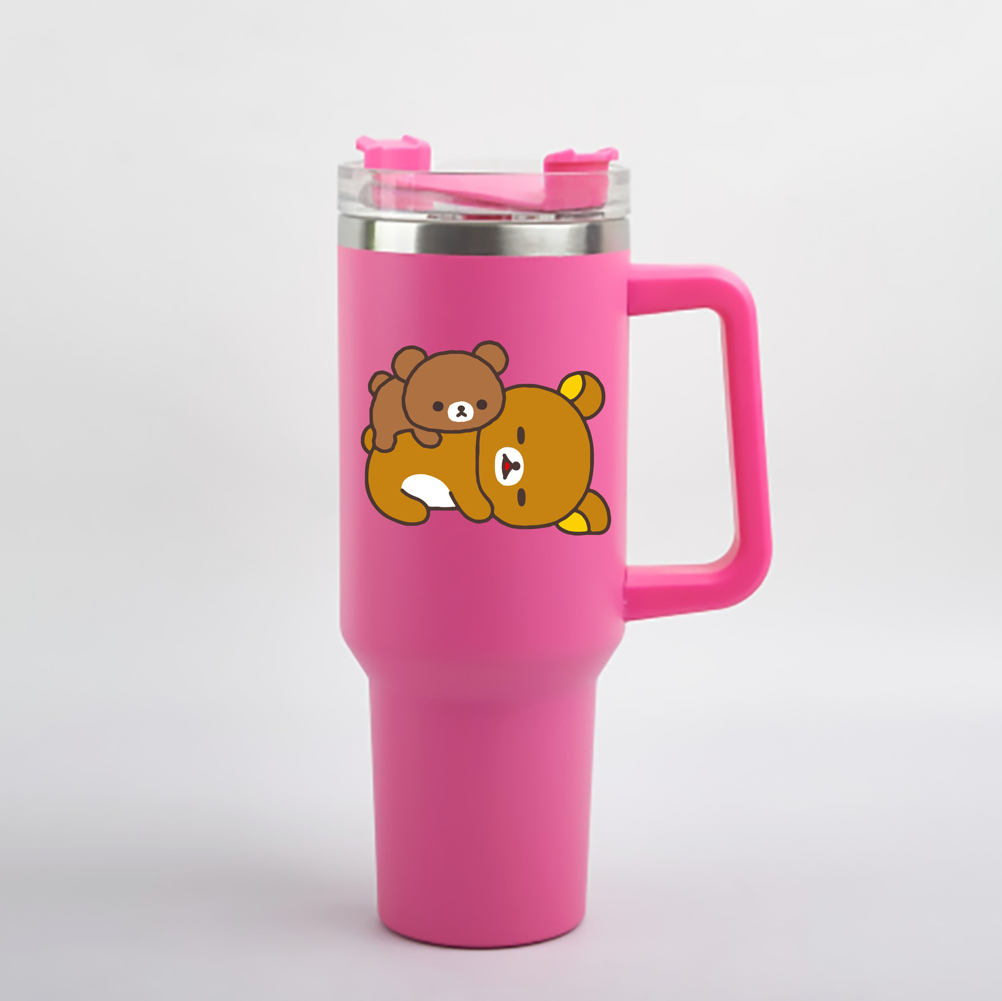 （画像用） リラックマ リラックマ キイロイトリ Rilakkuma Korilakkuma Kiiroitori 1200mL車用タンブラー - クリスタルステッカー（プラスチックストロー付き）